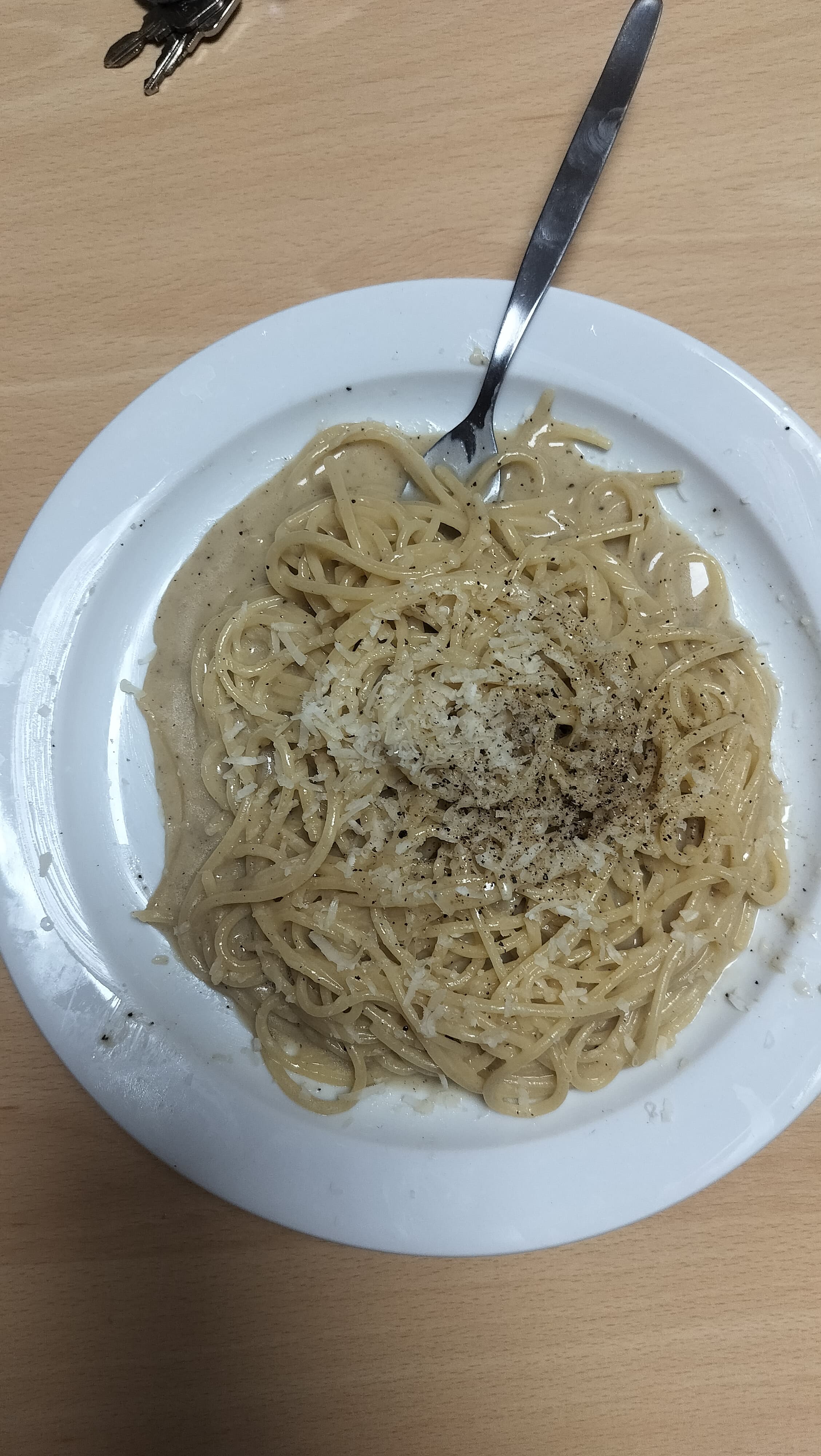 First try at Carbonara but without guanciale and cream